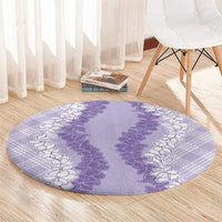 Hawaii Aloha Plumeria Lei Lavender Palaka Round Carpet LT7 - Polynesian Pride