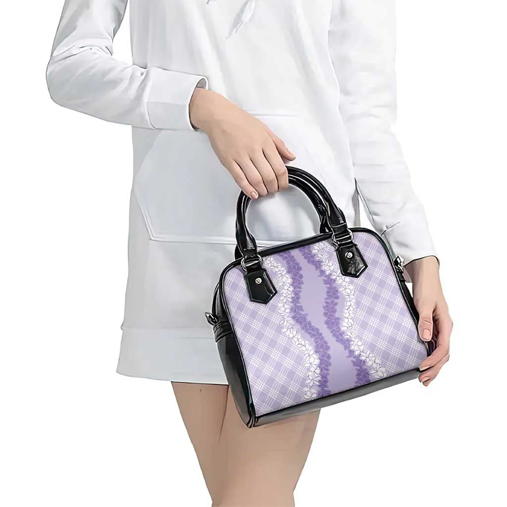 Hawaii Aloha Plumeria Lei Lavender Palaka Shoulder Handbag LT7 - Polynesian Pride