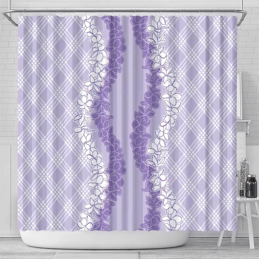 Hawaii Aloha Plumeria Lei Lavender Palaka Shower Curtain LT7 - Polynesian Pride