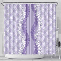 Hawaii Aloha Plumeria Lei Lavender Palaka Shower Curtain LT7 - Polynesian Pride