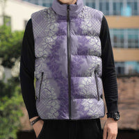 Hawaii Aloha Plumeria Lei Lavender Palaka Sleeveless Puffer Jacket LT7 - Polynesian Pride