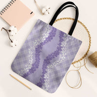 Hawaii Aloha Plumeria Lei Lavender Palaka Tote Bag LT7 Black Strap One Size Lavender - Polynesian Pride