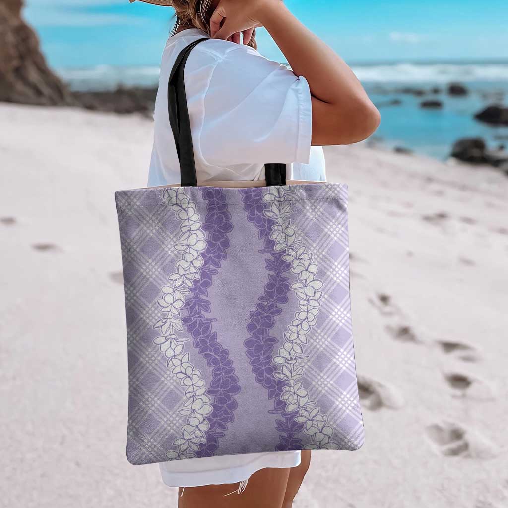 Hawaii Aloha Plumeria Lei Lavender Palaka Tote Bag LT7 - Polynesian Pride