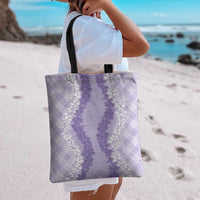 Hawaii Aloha Plumeria Lei Lavender Palaka Tote Bag LT7 - Polynesian Pride
