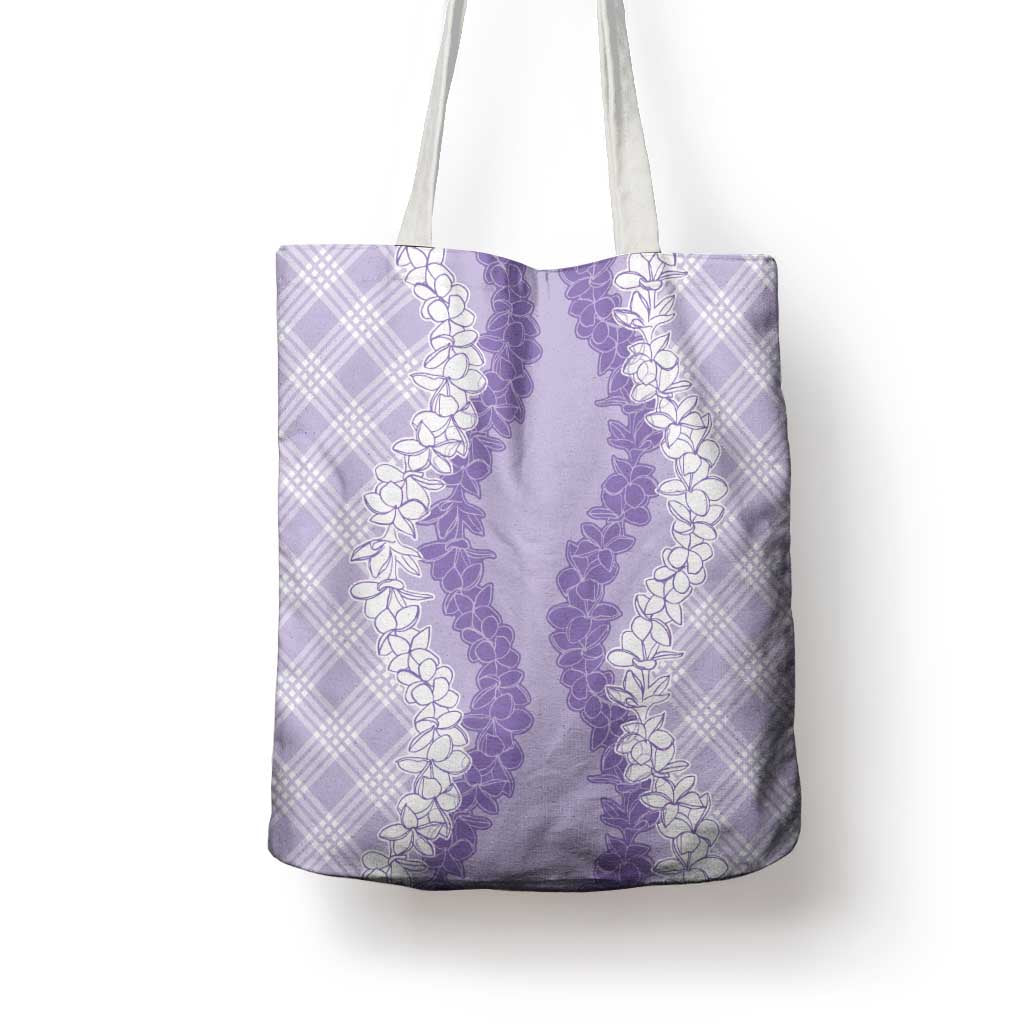 Hawaii Aloha Plumeria Lei Lavender Palaka Tote Bag LT7 - Polynesian Pride