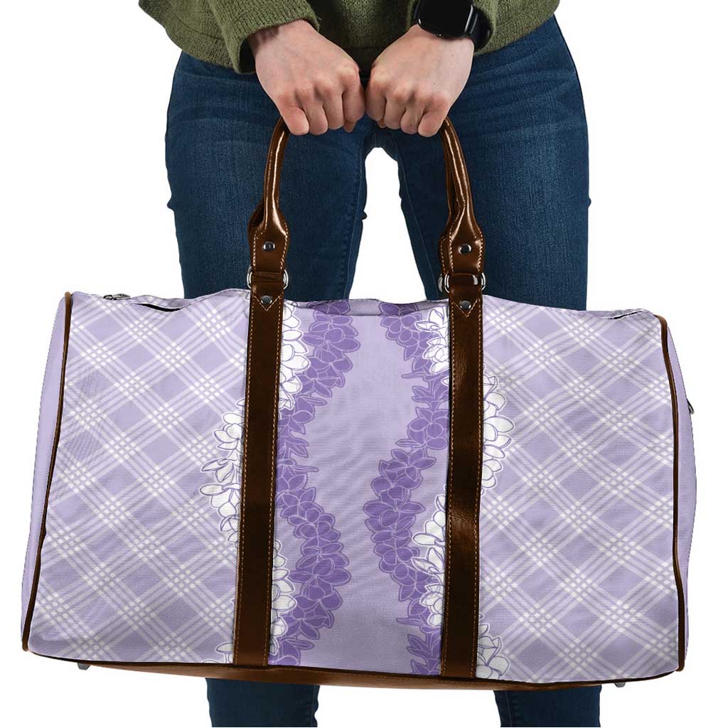 Hawaii Aloha Plumeria Lei Lavender Palaka Travel Bag LT7 Lavender - Polynesian Pride