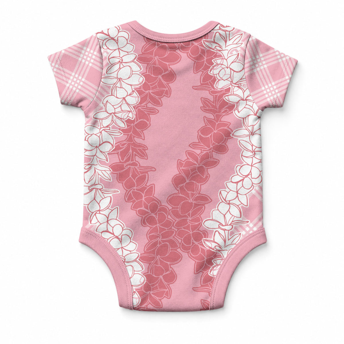 Hawaii Aloha Plumeria Lei Pink Palaka Baby Onesie