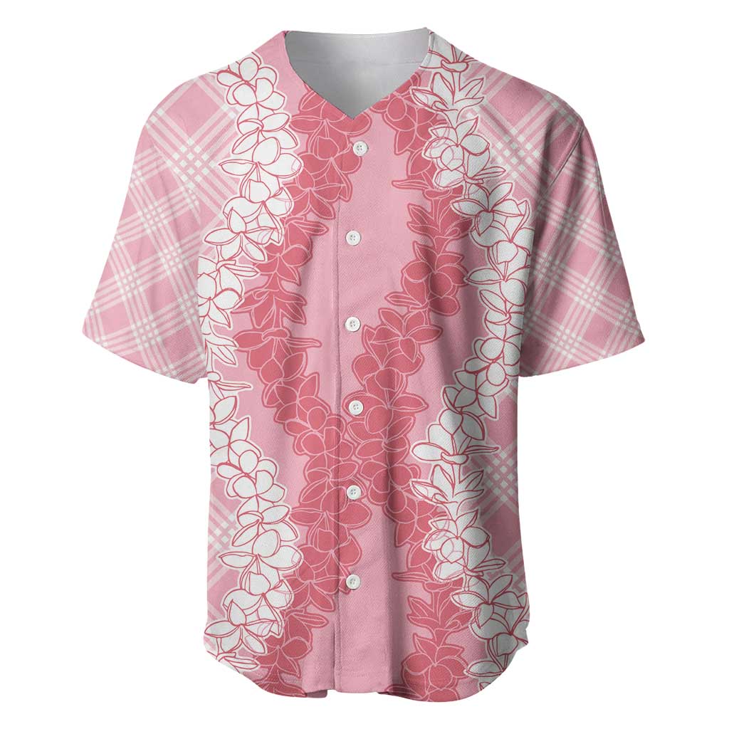 Hawaii Aloha Plumeria Lei Pink Palaka Baseball Jersey LT7 Pink - Polynesian Pride