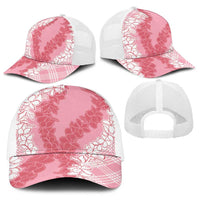 Hawaii Aloha Plumeria Lei Pink Palaka Baseball Net Cap LT7 - Polynesian Pride