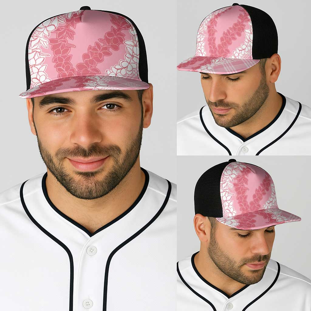 Hawaii Aloha Plumeria Lei Pink Palaka Baseball Net Cap LT7 - Polynesian Pride