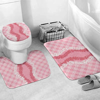 Hawaii Aloha Plumeria Lei Pink Palaka Bathroom Set LT7 Mat Set Only (3 pcs) One Size Pink - Polynesian Pride