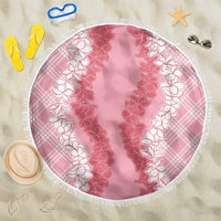 Hawaii Aloha Plumeria Lei Pink Palaka Beach Blanket LT7 One Size 150cm Pink - Polynesian Pride