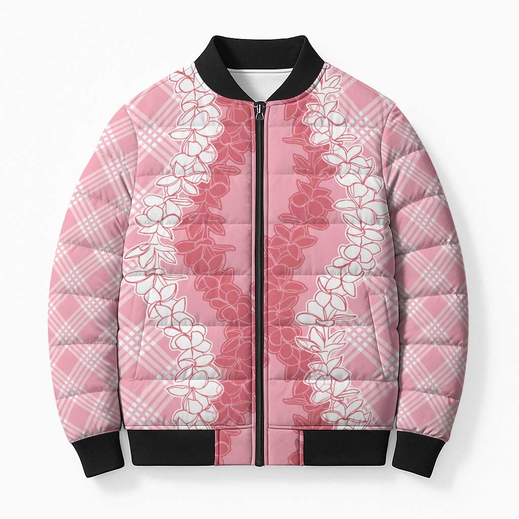 Hawaii Aloha Plumeria Lei Pink Palaka Bomber Puffer Jacket LT7 Unisex Pink - Polynesian Pride