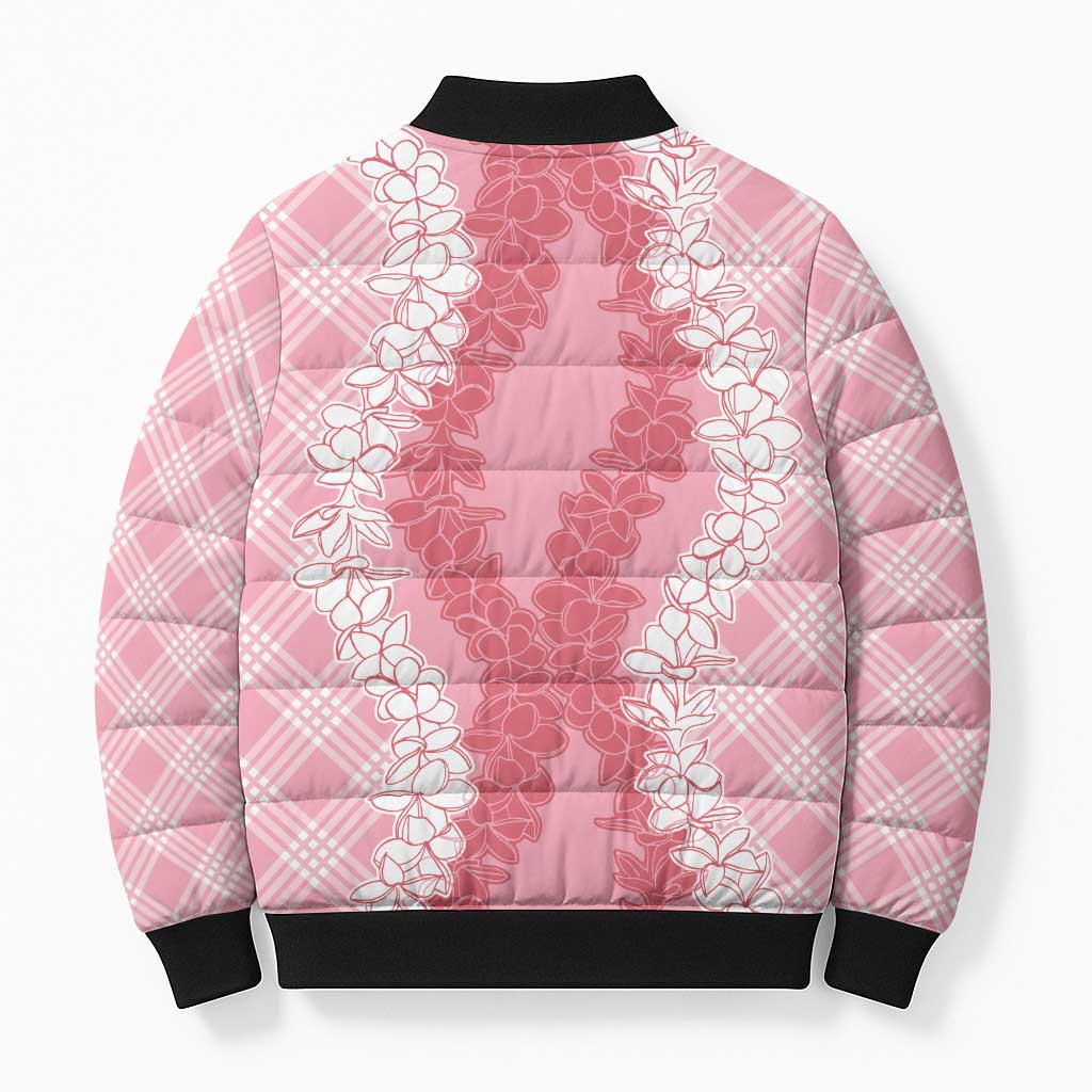 Hawaii Aloha Plumeria Lei Pink Palaka Bomber Puffer Jacket LT7 - Polynesian Pride