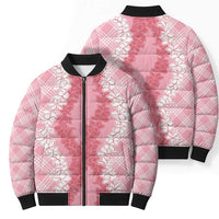 Hawaii Aloha Plumeria Lei Pink Palaka Bomber Puffer Jacket LT7 - Polynesian Pride