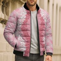 Hawaii Aloha Plumeria Lei Pink Palaka Bomber Puffer Jacket LT7 - Polynesian Pride