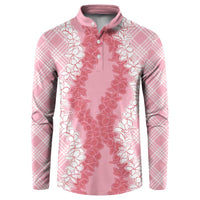 Hawaii Aloha Plumeria Lei Pink Palaka Button Sweatshirt LT7 Pink - Polynesian Pride