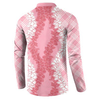 Hawaii Aloha Plumeria Lei Pink Palaka Button Sweatshirt LT7 - Polynesian Pride
