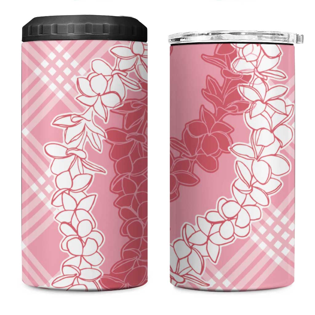 Hawaii Aloha Plumeria Lei Pink Palaka 4 in 1 Can Cooler Tumbler LT7 One Size: 16 oz Pink - Polynesian Pride