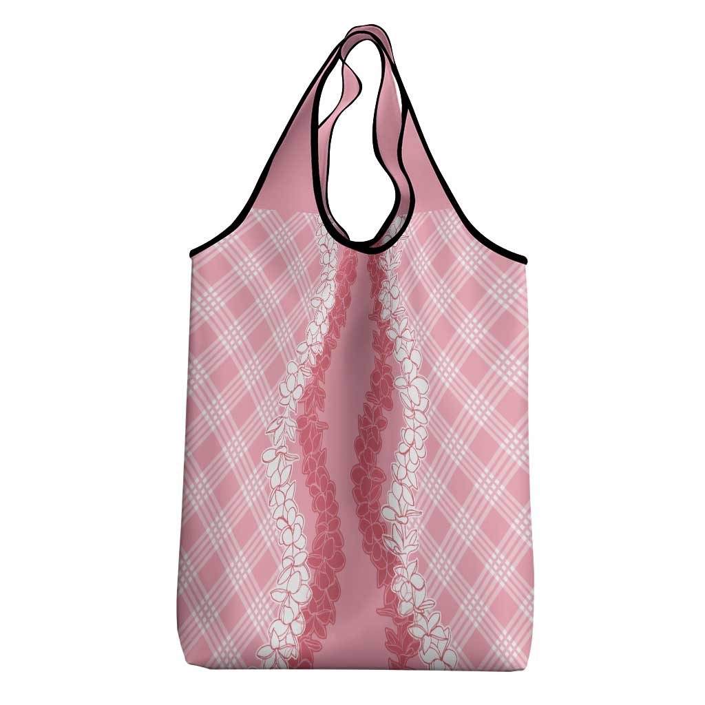 Hawaii Aloha Plumeria Lei Pink Palaka Grocery Bag LT7 - Polynesian Pride