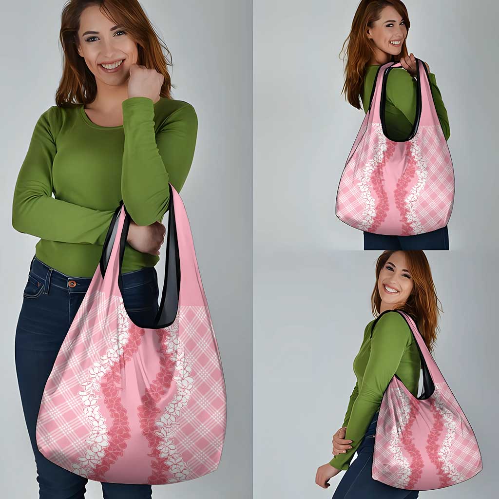 Hawaii Aloha Plumeria Lei Pink Palaka Grocery Bag LT7 - Polynesian Pride