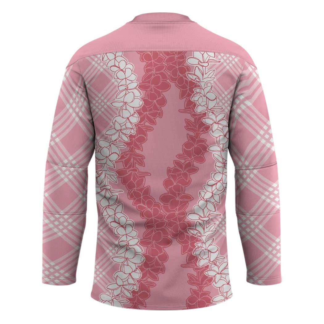 Hawaii Aloha Plumeria Lei Pink Palaka Hockey Jersey LT7 - Polynesian Pride
