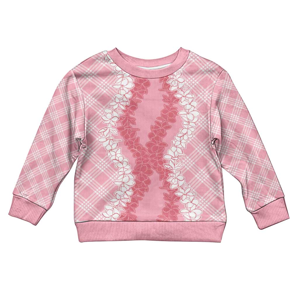 Hawaii Aloha Plumeria Lei Pink Palaka Kid Ugly Christmas Sweater LT7 Kid Pink - Polynesian Pride
