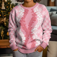 Hawaii Aloha Plumeria Lei Pink Palaka Kid Ugly Christmas Sweater LT7 - Polynesian Pride
