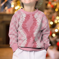 Hawaii Aloha Plumeria Lei Pink Palaka Kid Ugly Christmas Sweater LT7 - Polynesian Pride