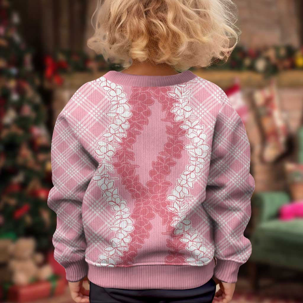 Hawaii Aloha Plumeria Lei Pink Palaka Kid Ugly Christmas Sweater LT7 - Polynesian Pride
