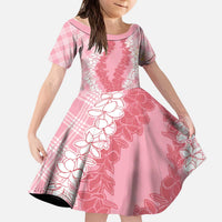 Hawaii Aloha Plumeria Lei Pink Palaka Kid Short Sleeve Dress LT7 KID Pink - Polynesian Pride