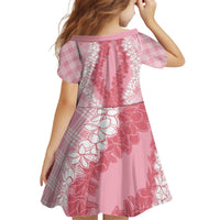 Hawaii Aloha Plumeria Lei Pink Palaka Kid Short Sleeve Dress LT7 - Polynesian Pride