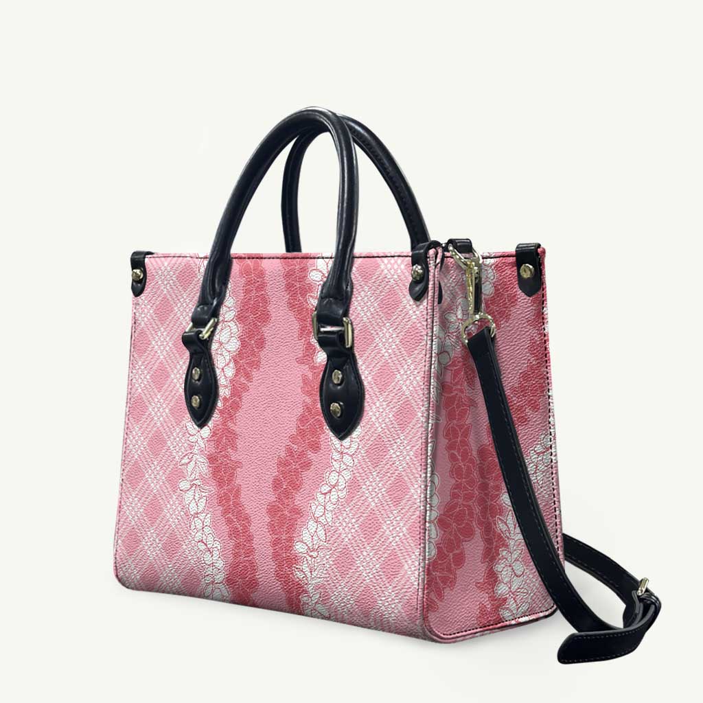 Hawaii Aloha Plumeria Lei Pink Palaka Leather Bag LT7 Pink - Polynesian Pride