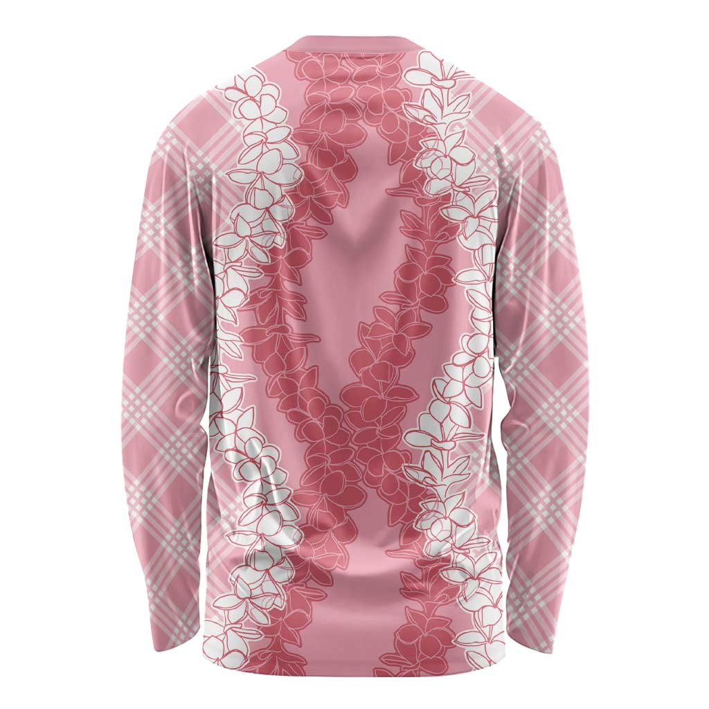 Hawaii Aloha Plumeria Lei Pink Palaka Long Sleeve Shirt LT7 - Polynesian Pride