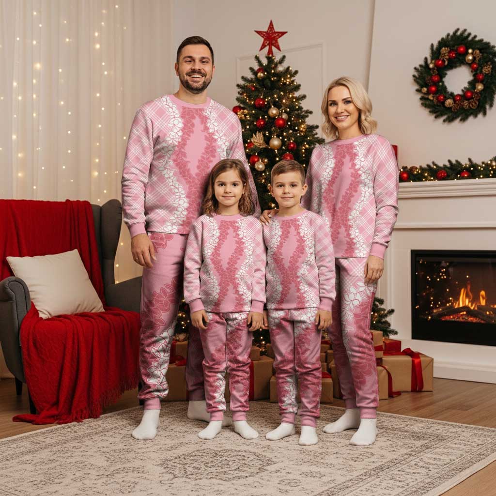 Hawaii Aloha Plumeria Lei Pink Palaka Christmas Pajama Set LT7 - Polynesian Pride
