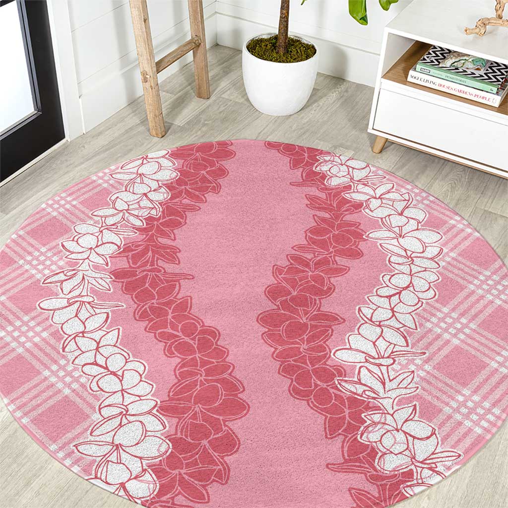 Hawaii Aloha Plumeria Lei Pink Palaka Round Carpet LT7 Pink - Polynesian Pride