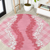 Hawaii Aloha Plumeria Lei Pink Palaka Round Carpet LT7 Pink - Polynesian Pride