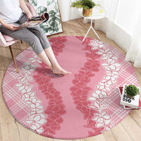 Hawaii Aloha Plumeria Lei Pink Palaka Round Carpet LT7 - Polynesian Pride