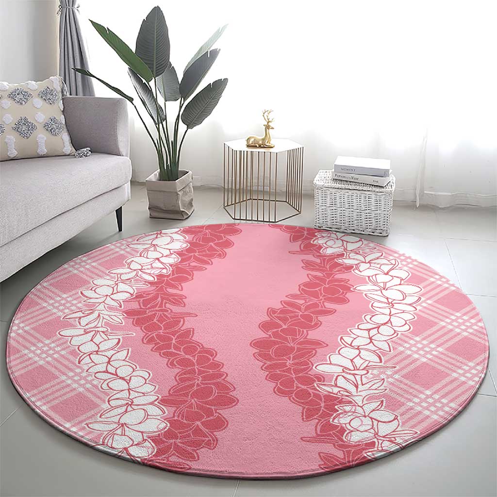 Hawaii Aloha Plumeria Lei Pink Palaka Round Carpet LT7 - Polynesian Pride