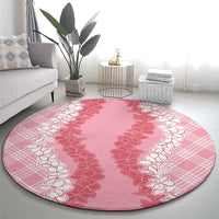 Hawaii Aloha Plumeria Lei Pink Palaka Round Carpet LT7 - Polynesian Pride