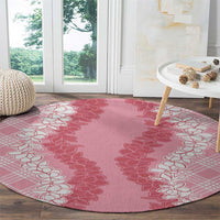 Hawaii Aloha Plumeria Lei Pink Palaka Round Carpet LT7 - Polynesian Pride