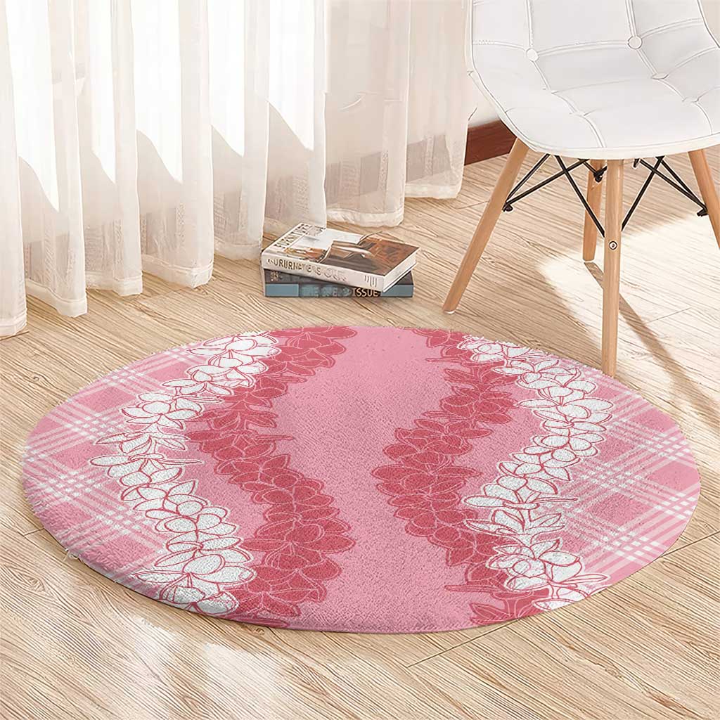 Hawaii Aloha Plumeria Lei Pink Palaka Round Carpet LT7 - Polynesian Pride