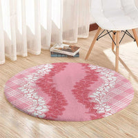 Hawaii Aloha Plumeria Lei Pink Palaka Round Carpet LT7 - Polynesian Pride