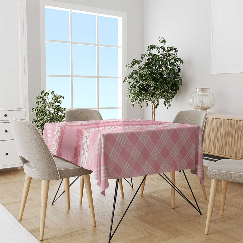 Hawaii Aloha Plumeria Lei Pink Palaka Tablecloth LT7 - Polynesian Pride