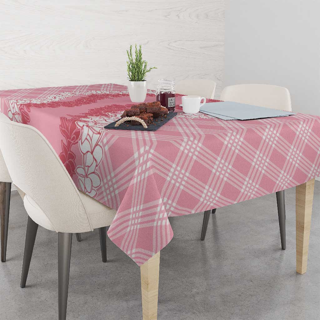 Hawaii Aloha Plumeria Lei Pink Palaka Tablecloth LT7 - Polynesian Pride