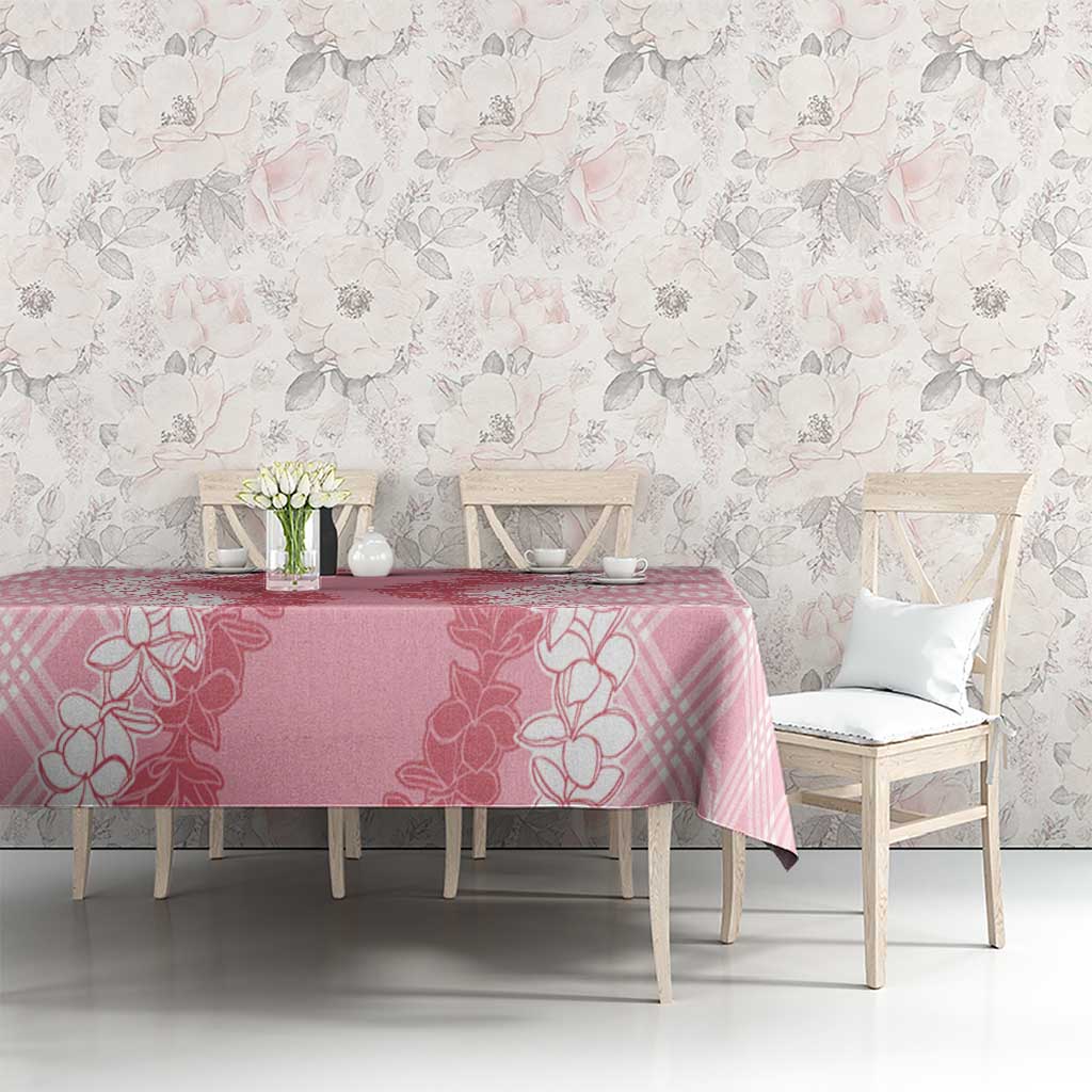 Hawaii Aloha Plumeria Lei Pink Palaka Tablecloth LT7 - Polynesian Pride
