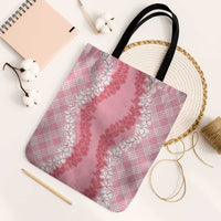 Hawaii Aloha Plumeria Lei Pink Palaka Tote Bag LT7 Black Strap One Size Pink - Polynesian Pride