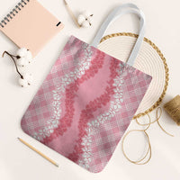 Hawaii Aloha Plumeria Lei Pink Palaka Tote Bag LT7 White Strap One Size Pink - Polynesian Pride