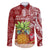 Mele Kalikimaka Hawaii Christmas Family Matching Off Shoulder Long Sleeve Dress and Hawaiian Shirt Pineapple Party LT7 Dad's Shirt - Long Sleeve Red - Polynesian Pride