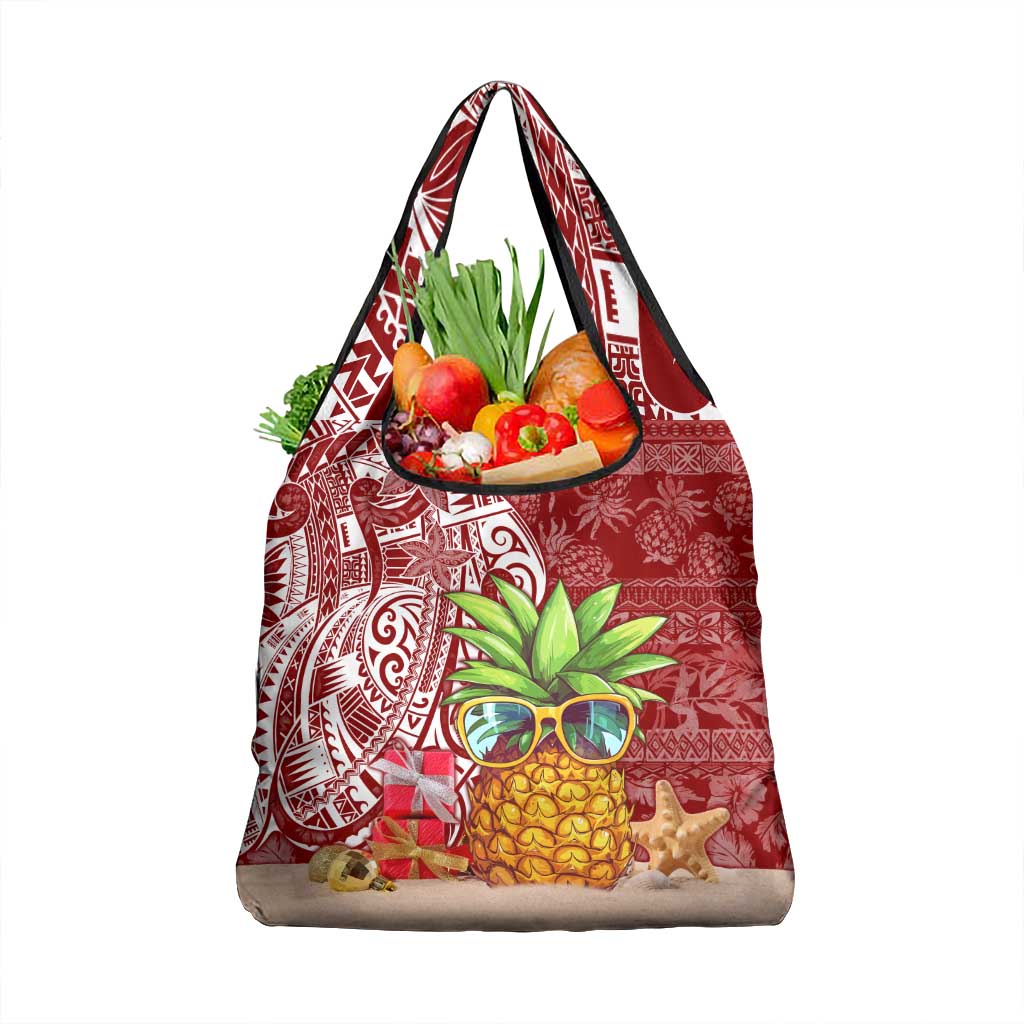 Mele Kalikimaka Hawaii Christmas Grocery Bag Pineapple Party LT7 1-pack One Size Red - Polynesian Pride